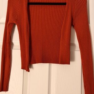 Forever 21 Orange Ribbed Cardigan